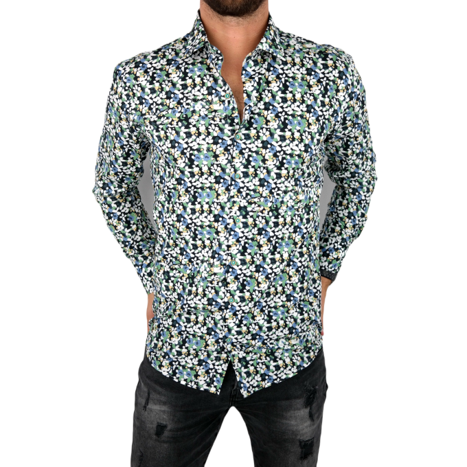 MCQUEEN Koszula męska MC065 kolorowa w kwiatki, styl malarski | Sklep GriShop.eu | Koszule