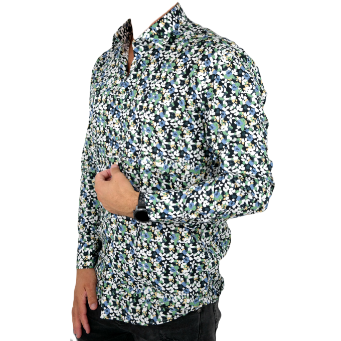 MCQUEEN Koszula męska MC065 kolorowa w kwiatki, styl malarski | Sklep GriShop.eu | Koszule
