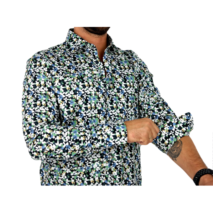 MCQUEEN Koszula męska MC065 kolorowa w kwiatki, styl malarski | Sklep GriShop.eu | Koszule
