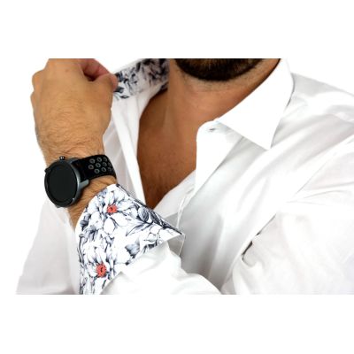 MCQUEEN Koszula męska biała MC061 wykończenie szare | Sklep GriShop.eu | Koszule