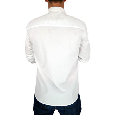 MCQUEEN Koszula męska biała MC061 wykończenie szare | Sklep GriShop.eu | Koszule