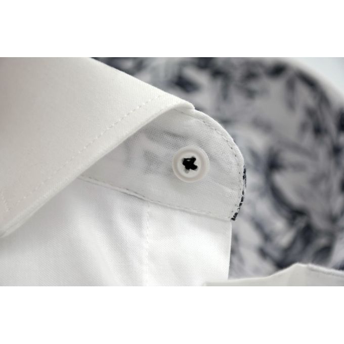 MCQUEEN Koszula męska biała MC061 wykończenie szare | Sklep GriShop.eu | Koszule