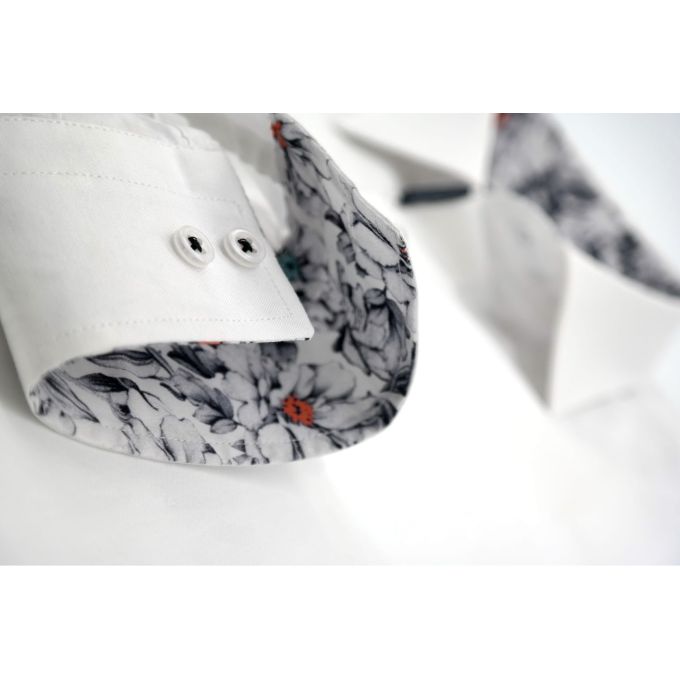 MCQUEEN Koszula męska biała MC061 wykończenie szare | Sklep GriShop.eu | Koszule