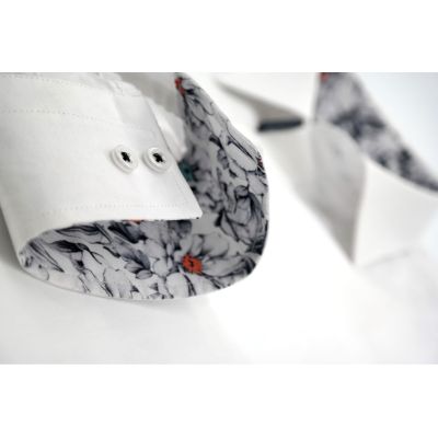 MCQUEEN Koszula męska biała MC061 wykończenie szare | Sklep GriShop.eu | Koszule