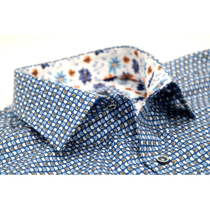 MCQUEEN Koszula męska MC070 niebieska, w drobne kółka | Sklep GriShop.eu | Koszule