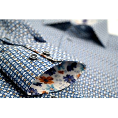 MCQUEEN Koszula męska MC070 niebieska, w drobne kółka | Sklep GriShop.eu | Koszule