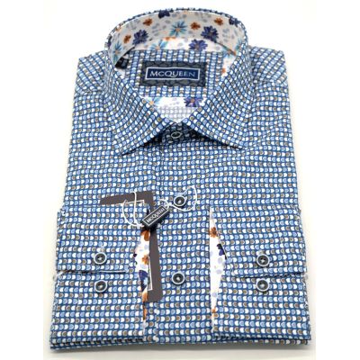 MCQUEEN Koszula męska MC070 niebieska, w drobne kółka | Sklep GriShop.eu | Koszule