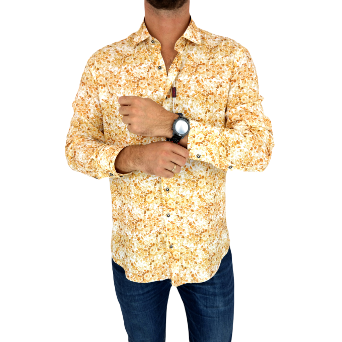 MCQUEEN Koszula męska MC068 żółte liście | Sklep GriShop.eu | Koszule