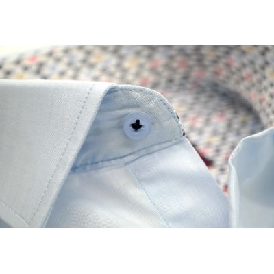 MCQUEEN Koszula męska błękitna MC077 wykończenie w drobne paletki | Sklep GriShop.eu | Koszule