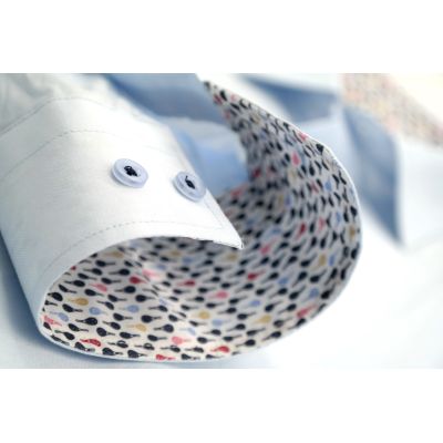 MCQUEEN Koszula męska błękitna MC077 wykończenie w drobne paletki | Sklep GriShop.eu | Koszule