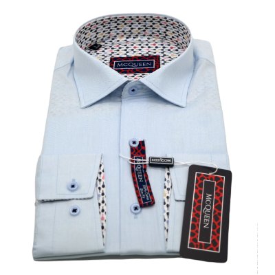 MCQUEEN Koszula męska błękitna MC077 wykończenie w drobne paletki | Sklep GriShop.eu | Koszule