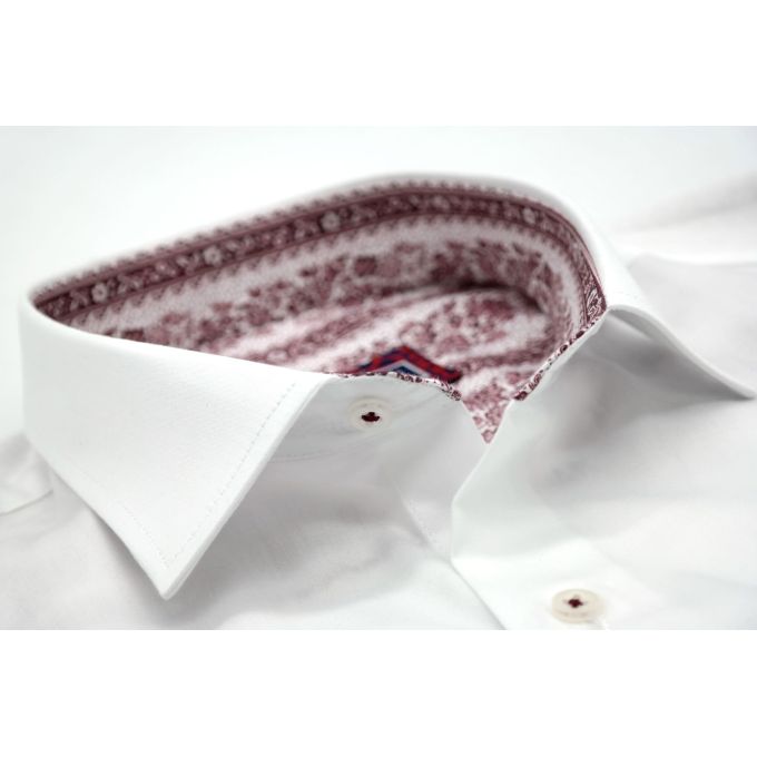 MCQUEEN Koszula męska biała MC063 wykończenie bordowe | Sklep GriShop.eu | Koszule