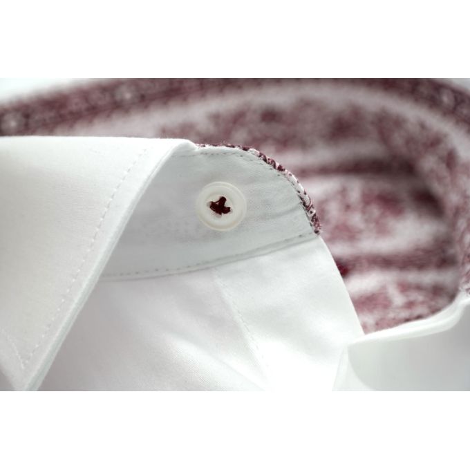 MCQUEEN Koszula męska biała MC063 wykończenie bordowe | Sklep GriShop.eu | Koszule