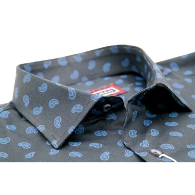 MCQUEEN Koszula męska MC074 granatowa, niebieski wzór paisley | Sklep GriShop.eu | Koszule