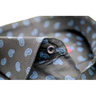 MCQUEEN Koszula męska MC074 granatowa, niebieski wzór paisley | Sklep GriShop.eu | Koszule