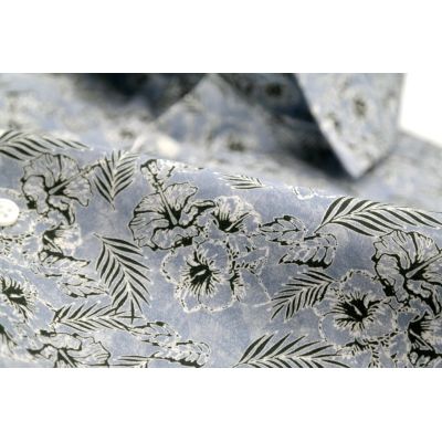 TANCREDO Koszula męska TN34 błękitna w zielony wzór, kwiaty | Sklep GriShop.eu | Koszule