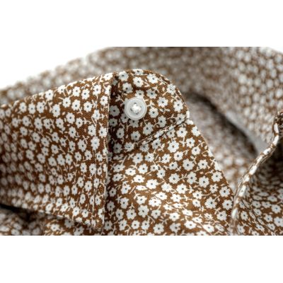 TANCREDO Koszula męska TN27 brązowa w drobne białe kwiatki | Sklep GriShop.eu | Koszule