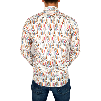 TANCREDO Koszula męska TN30 biała, wzór kolorowy kreski | Sklep GriShop.eu | Koszule