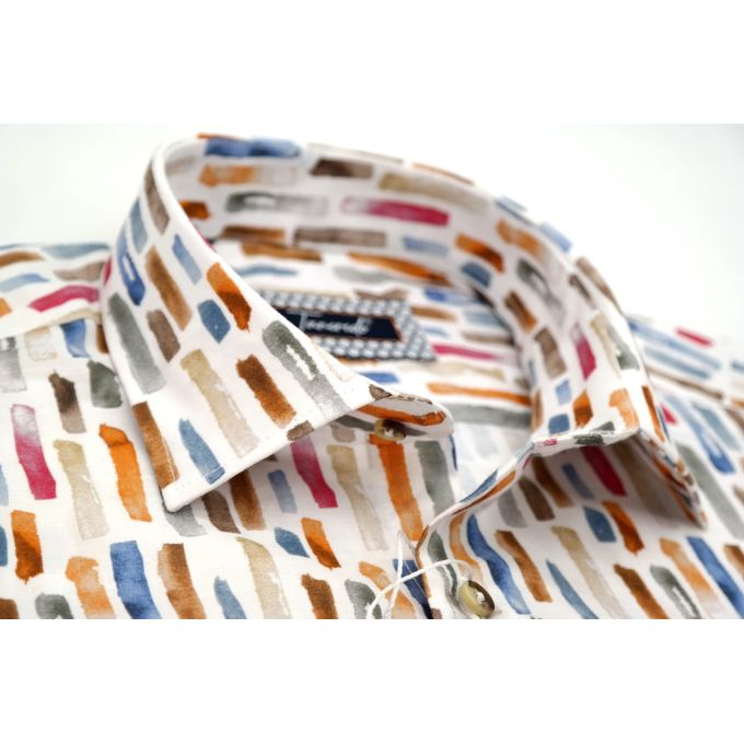 TANCREDO Koszula męska TN30 biała, wzór kolorowy kreski | Sklep GriShop.eu | Koszule