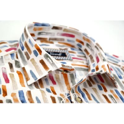 TANCREDO Koszula męska TN30 biała, wzór kolorowy kreski | Sklep GriShop.eu | Koszule