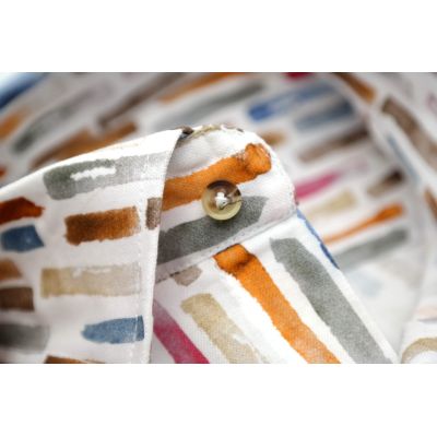 TANCREDO Koszula męska TN30 biała, wzór kolorowy kreski | Sklep GriShop.eu | Koszule