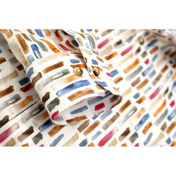 TANCREDO Koszula męska TN30 biała, wzór kolorowy kreski | Sklep GriShop.eu | Koszule