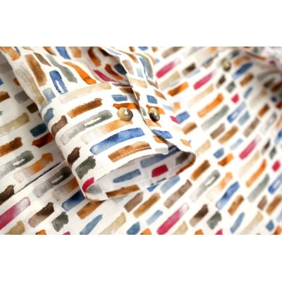 TANCREDO Koszula męska TN30 biała, wzór kolorowy kreski | Sklep GriShop.eu | Koszule