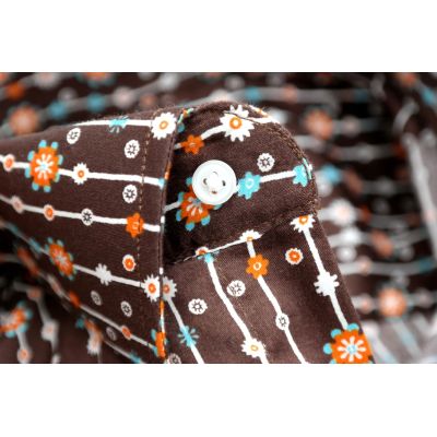 TANCREDO Koszula męska TN39 brązowa w paski, drobne kwiatki | Sklep GriShop.eu | Koszule