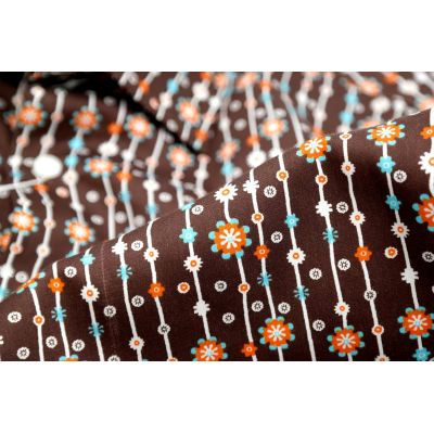 TANCREDO Koszula męska TN39 brązowa w paski, drobne kwiatki | Sklep GriShop.eu | Koszule