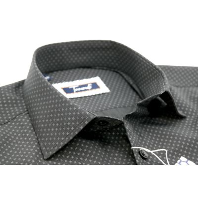 TANCREDO Koszula męska TN29 czarna, drobny szary wzór | Sklep GriShop.eu | Koszule