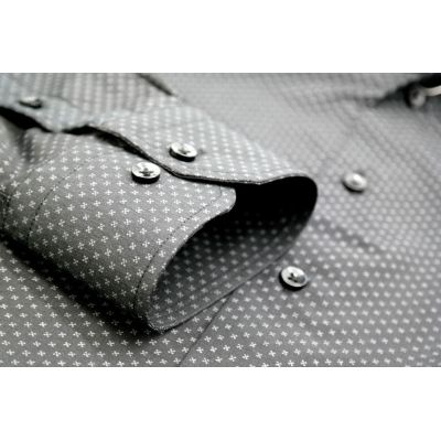 TANCREDO Koszula męska TN29 czarna, drobny szary wzór | Sklep GriShop.eu | Koszule