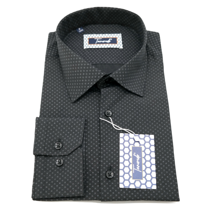 TANCREDO Koszula męska TN29 czarna, drobny szary wzór | Sklep GriShop.eu | Koszule