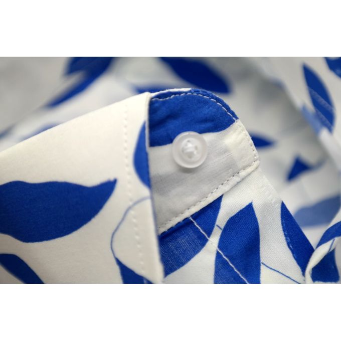 TANCREDO Koszula męska TN38 biała w niebieskie liście | Sklep GriShop.eu | Koszule