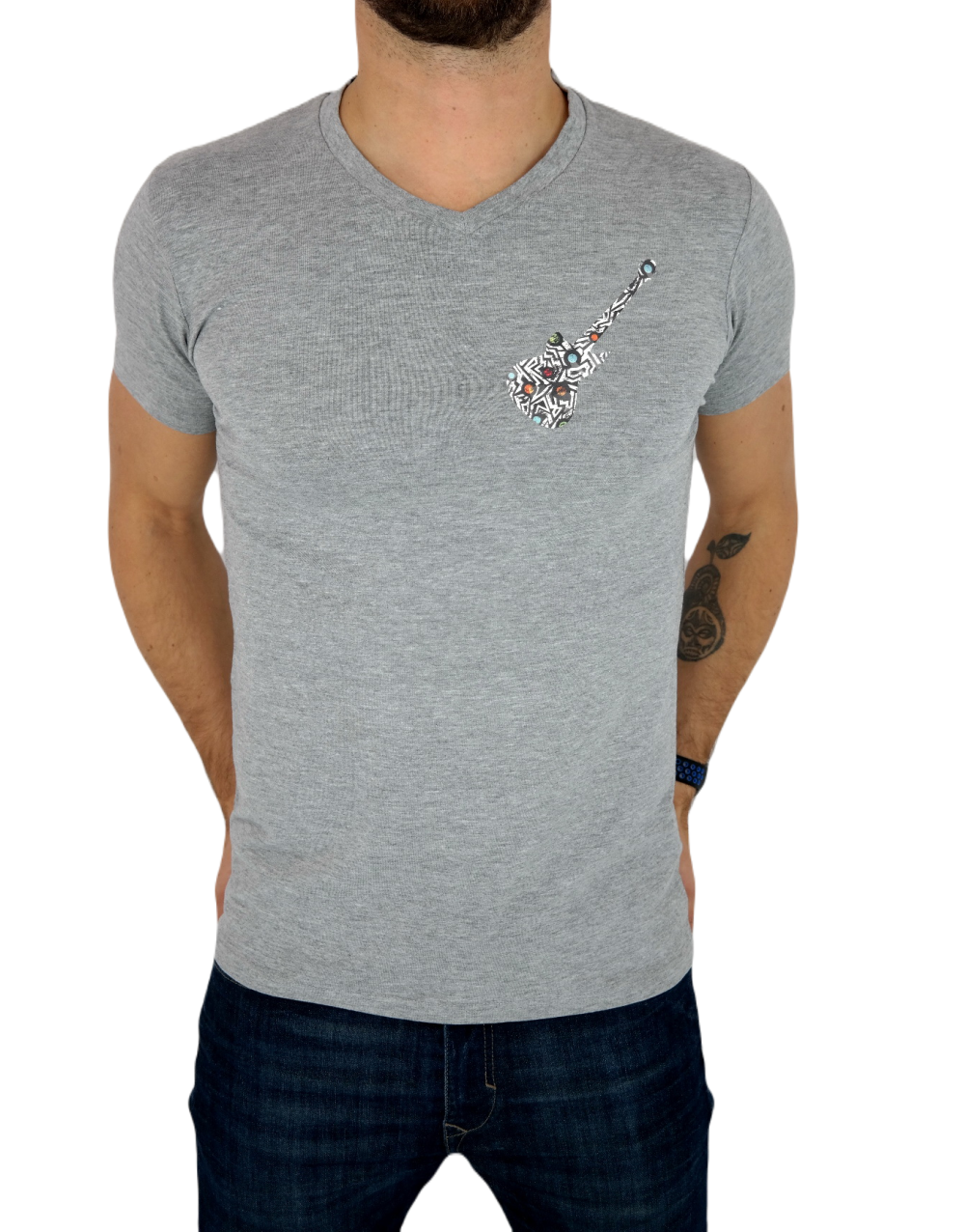 GIOVANNI PERA T-shirt męski biały TGP94 w szpic, serek , gritara, elastan