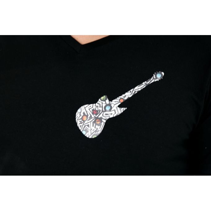 GIOVANNI PERA T-shirt męski czarny TGP73 w szpic, serek , gitara, elastan | Sklep GriShop.eu | Koszulki