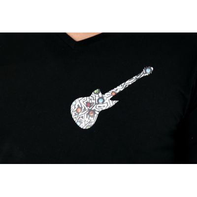 GIOVANNI PERA T-shirt męski czarny TGP73 w szpic, serek , gitara, elastan | Sklep GriShop.eu | Koszulki