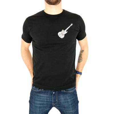 GIOVANNI PERA T-shirt męski czarny TGP77 gitara, elastan | Grishop | Koszulki