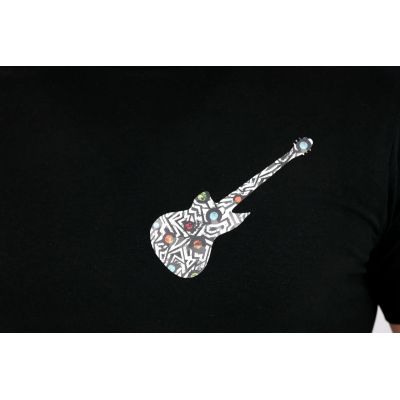 GIOVANNI PERA T-shirt męski czarny TGP77 gitara, elastan | Grishop | Koszulki