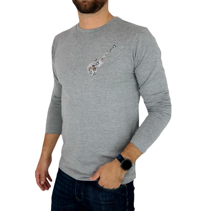 GIOVANNI PERA longsleeve męski T-shirt z długim rękawem TGP88 okrągły, gitara | Sklep GriShop.eu | Koszulki