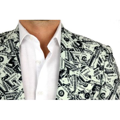 GIOVANNI PERA Marynarka męska jasno zielona D605 dolary pieniądze, banknoty, na impreze na co dzień | Sklep GriShop.eu | Marynar
