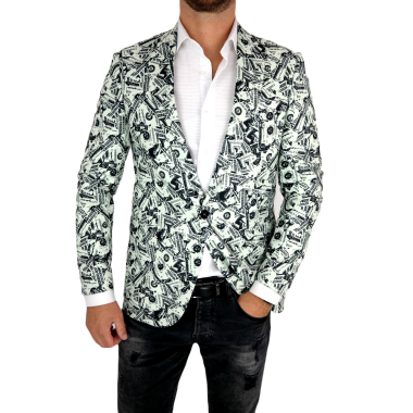 GIOVANNI PERA Marynarka męska jasno zielona D605 dolary pieniądze, banknoty, na impreze na co dzień | Sklep GriShop.eu | Marynar 2