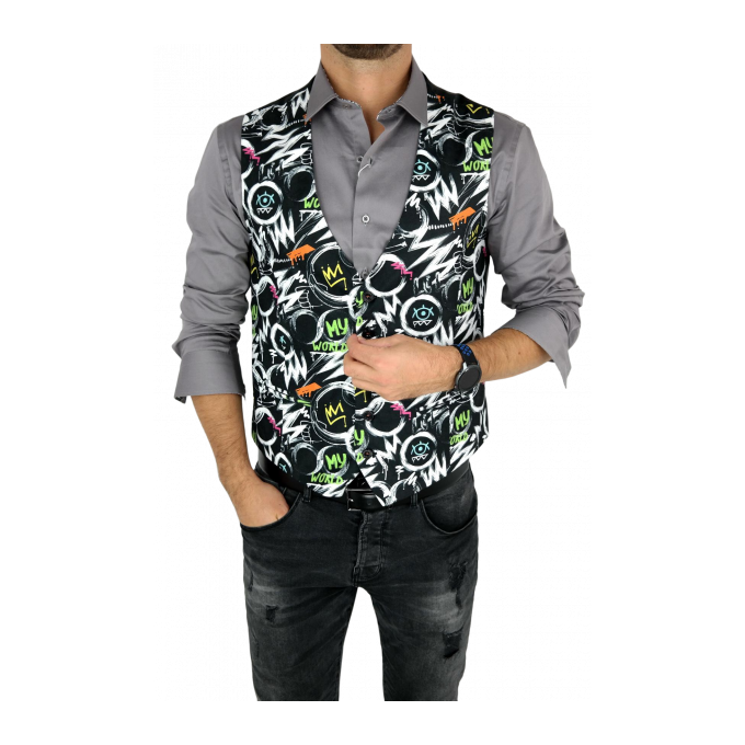 GIOVANNI PERA bezrękawnik, kamizelka męska ekskluzywna casual czarna K607 kolorowa oko my world | Sklep GriShop.eu | Kamizelki