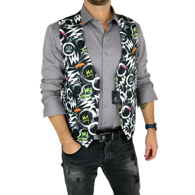 GIOVANNI PERA bezrękawnik, kamizelka męska ekskluzywna casual czarna K607 kolorowa oko my world | Sklep GriShop.eu | Kamizelki