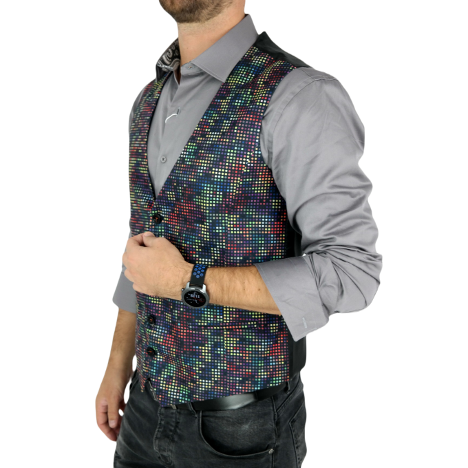 GIOVANNI PERA bezrękawnik, kamizelka męska ekskluzywna casual K601 kolorowa piksele | Sklep GriShop.eu | Kamizelki