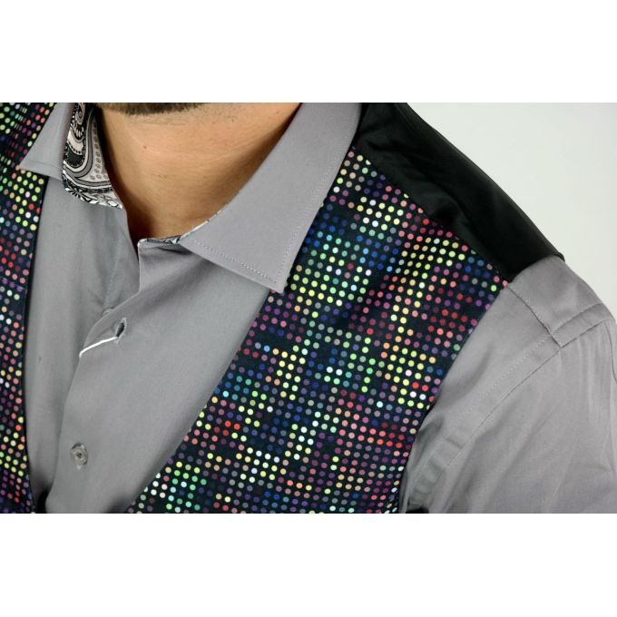 GIOVANNI PERA bezrękawnik, kamizelka męska ekskluzywna casual K601 kolorowa piksele | Sklep GriShop.eu | Kamizelki