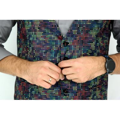 GIOVANNI PERA bezrękawnik, kamizelka męska ekskluzywna casual K601 kolorowa piksele | Sklep GriShop.eu | Kamizelki