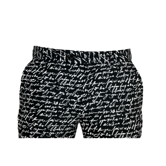 GIOVANNI PERA Spodnie męskie czarno-białe chinosy, pismo napisy | Sklep GriShop.eu | Spodnie