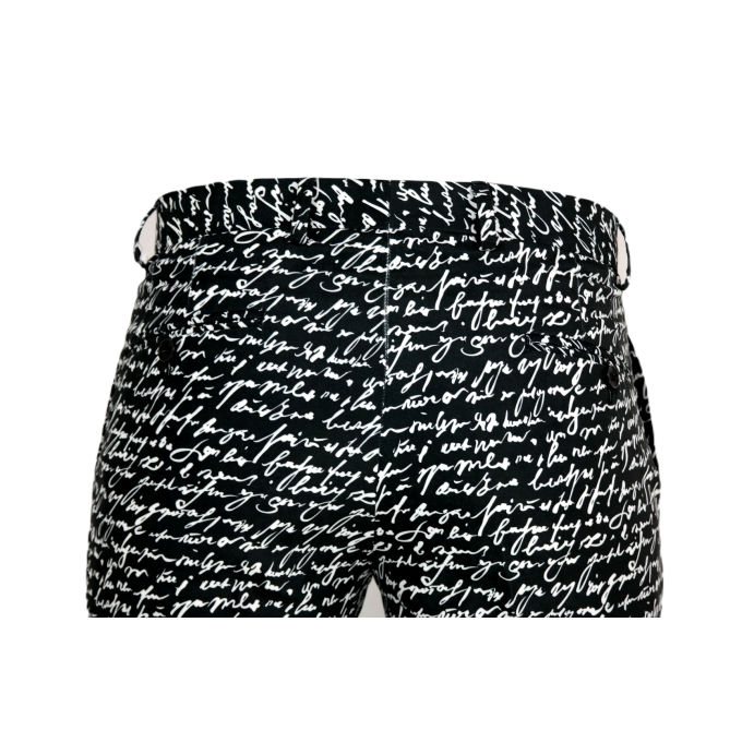 GIOVANNI PERA Spodnie męskie czarno-białe chinosy, pismo napisy | Sklep GriShop.eu | Spodnie