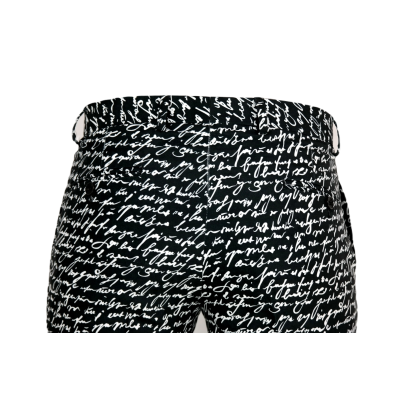 GIOVANNI PERA Spodnie męskie czarno-białe chinosy, pismo napisy | Sklep GriShop.eu | Spodnie