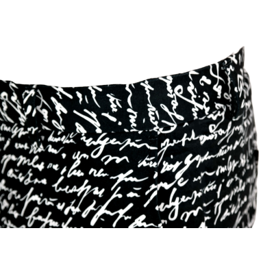 GIOVANNI PERA Spodnie męskie czarno-białe chinosy, pismo napisy | Sklep GriShop.eu | Spodnie